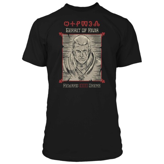 The Witcher T-skjorte Wanted Plakat - XXL - Voksen - 100% bomull