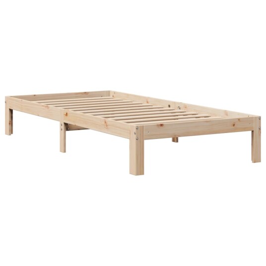 Seng med bokhylle uten madrass 75x190 cm heltre furu 3322534