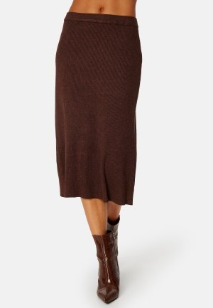 VILA Comfy A-Line Knit Skirt Shaved Chocolate Det XS