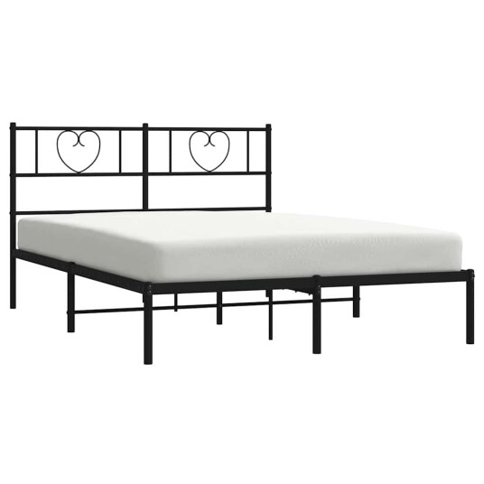  Sengeramme i metall med sengegavl svart 150x200 cm