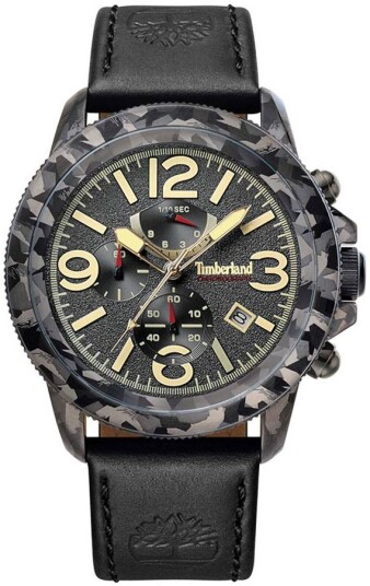 Timberland Herreklokke TBL15474JSGY61 Sort/Lær Ø46 mm Timberland Herreklokke TBL15474JSGY61 Sort/Lær Ø46 mm