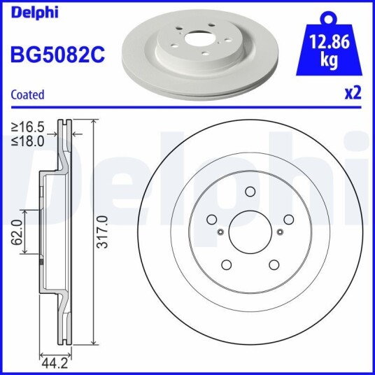 Bremseskive DELPHI BG5082C Bremseskive DELPHI BG5082C