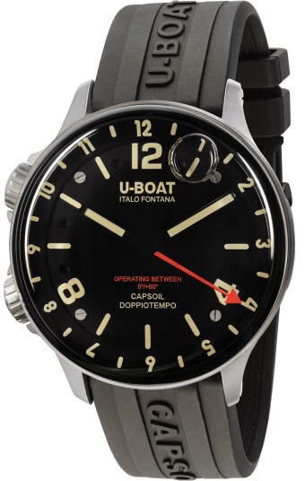 U Boat Herreklokke 8769/B Capsoil Sort/Gummi Ø45 mm