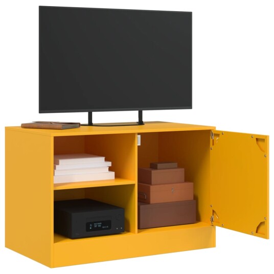  TV-benk sennepsgul 67x39x44 cm stål
