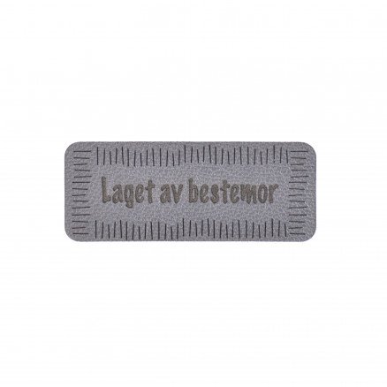 Diverse Norsk Label Laget av Bestemor Imitert lær Grå 5x2cm 1 stk