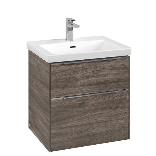 Villeroy & Boch  Subway 3.0 Servantskap m/2 skuffer 572x576x478 mm Steingrå Eik