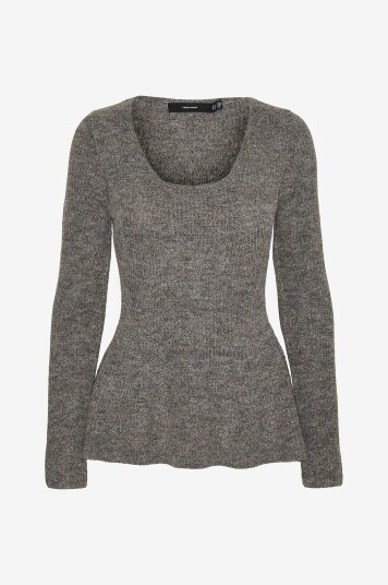 Vero Moda - Pullover vmDesma LS U-neck Peplum Pullover G - Grå