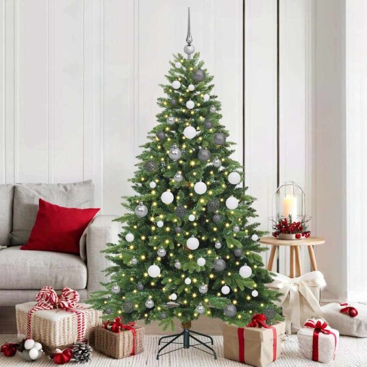  Kunstig juletre med 300 LED med stativ grønn 180 cm PE og PVC