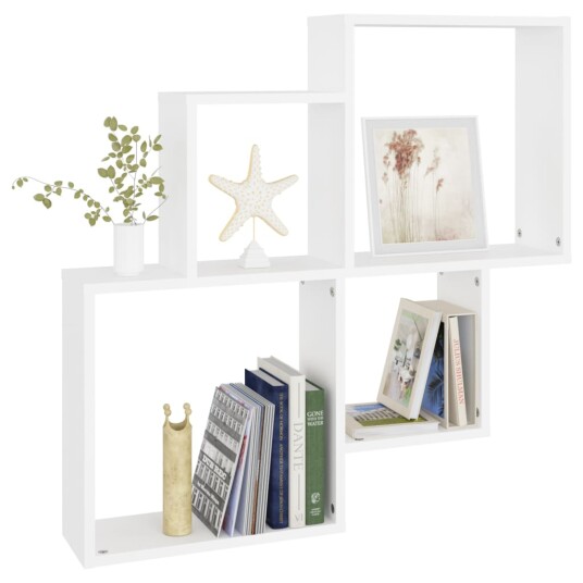 vidaXL Kubeformet vegghylle hvit 80x15x78,5 cm sponplate vidaXL Kubeformet vegghylle hvit 80x15x78,5 cm sponplate