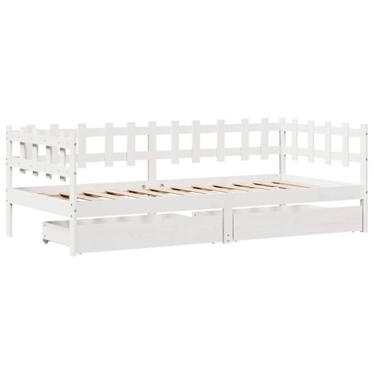  Dagseng med skuffer hvit 90x200 cm heltre furu