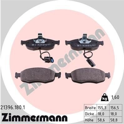 Bremseklosser sett ZIMMERMANN 21396.180.1