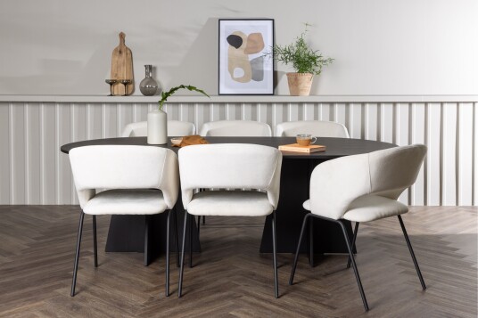 Venture Home Bootcut Spisegruppe 230 cm Oval med 6 Day Stoler Sort