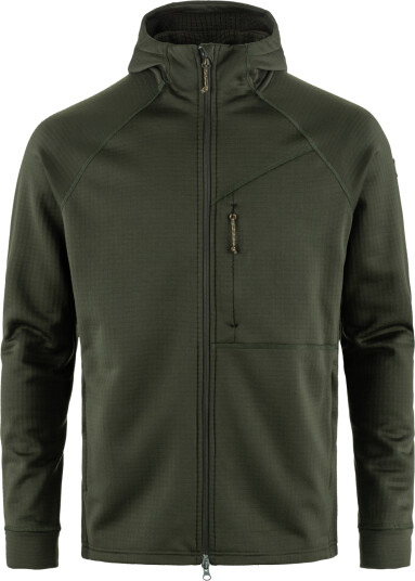 Fjellreven Men's Abisko Grid Fleece Hoodie Deep Forest S Fjellreven Men's Abisko Grid Fleece Hoodie Deep Forest S