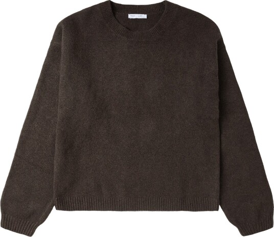 Mango Teen Ribbed Neck Sweater - BROWN - XS