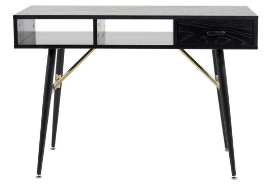 GoldDesk skrivebord med hylle og skuff 110x60 cm svart.