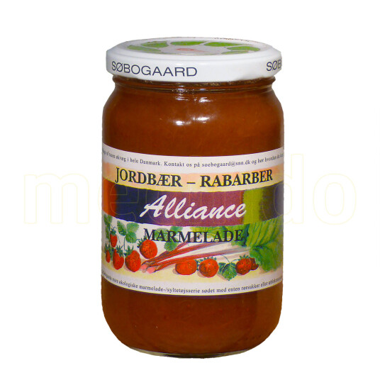 Søbogaard Jordbær/rabarbra syltetøy Ø 400g