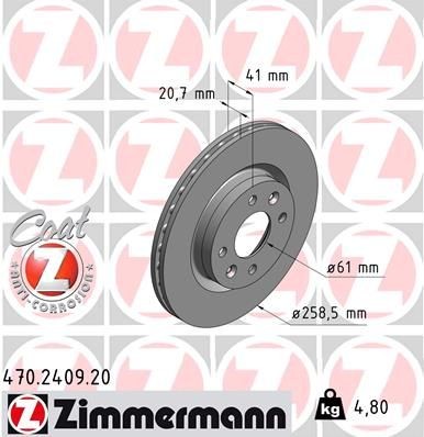 Bremseskive ZIMMERMANN 470.2409.20