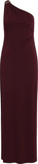Lauren Ralph Lauren Stretch Jersey D Ring One Shoulder Gown Burgundy 44