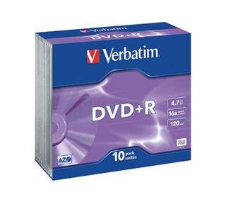 VERBATIM DVD+R Media 16X Wide Inkjet Printable 4.7GB Advanzed AZO 10 Pack Jewel Case Retail VERBATIM DVD+R Media 16X Wide Inkjet Printable 4.7GB Advanzed AZO 10 Pack Jewel Case Retail