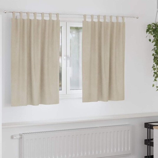 Gardiner med gardiner 2 pcs Krem 140 x 140 cm Fløyel