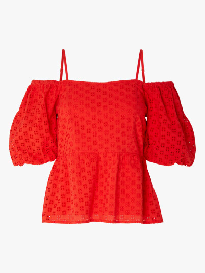 Selected Femme Anelli 3/4 On Off Shoulder Top Rød 40