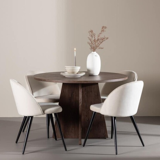 Spisegruppe Venture Home Bootcut Ø110 med 4 stk Velvet Stoler
