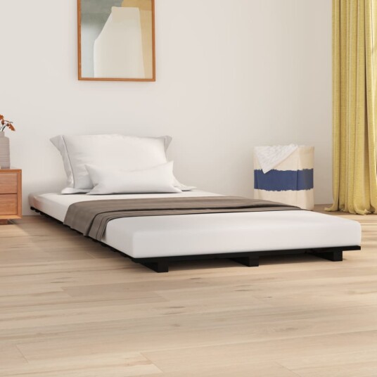 vidaXL Sengeramme svart 100x200 cm heltre furu