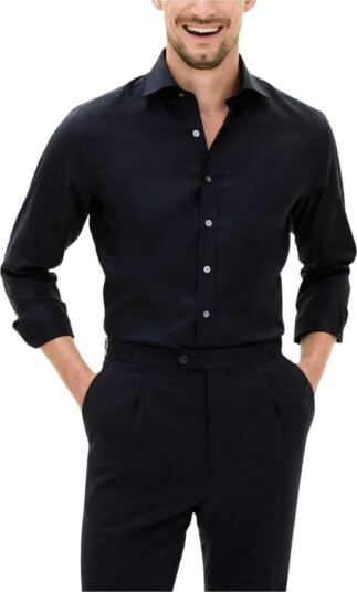 Oscar Jacobson Slim Fit Cut Away Non Iron Twill - Blue - 41