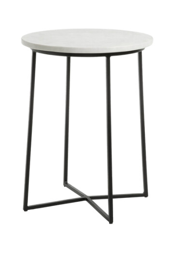 Kave Home Sidebord BURNET B metall/hvit marmor 1529785-01-0 1529640-01-0