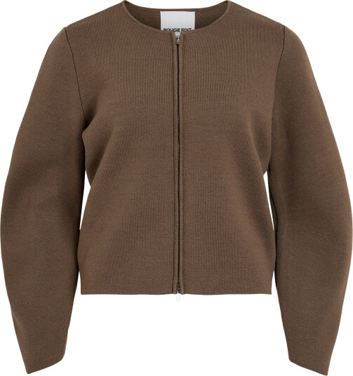 ROUGE EDIT Roulucila L/S Zip Cardigan   Brown   S