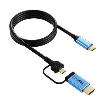 V292 4K 60 Hz USB C til USB C/HDMI 2.0 videokonverteringskabel   2m   svart / blå
