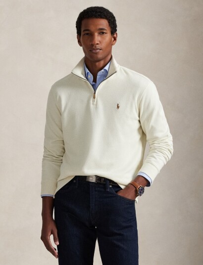 Polo Ralph Lauren 40/1 Dbl Knit Jacq Knt Pullover Cream XL