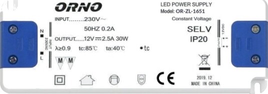 Orno Led Strømforsyning Flat 12Vdc 30W Ip20 Høyde 18 Mm Orno Led Strømforsyning Flat 12Vdc 30W Ip20 Høyde 18 Mm