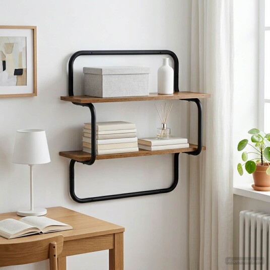 vidaXL Vegghylle i 2 nivåer Gammelt tre 40 x 24,5 x 61 cm