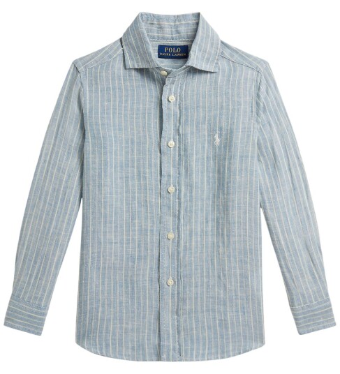 Ralph Lauren Kids Striped Linen Shirt Blue 117 123
