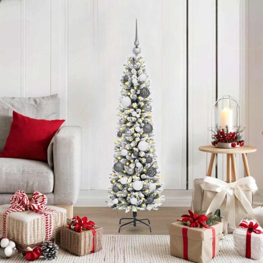 Kunstig juletre med 150 LED Hvit 120 cm PVC og Metall og Plast
