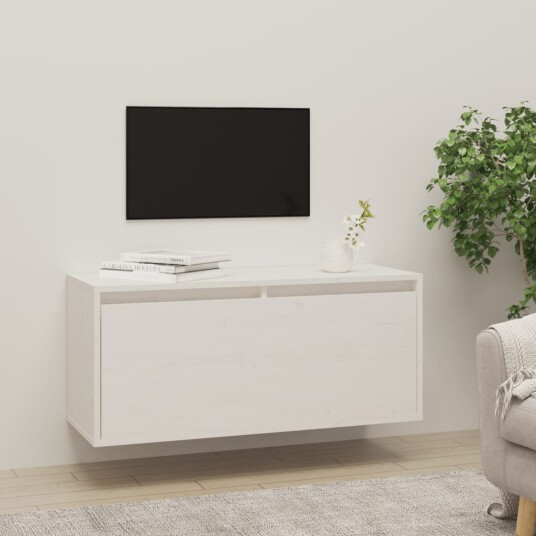 vidaXL Veggskap hvit 80x30x35 cm heltre furu