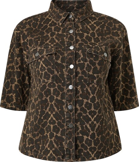 Zizzi Denimskjorte jLeona S/S Brun