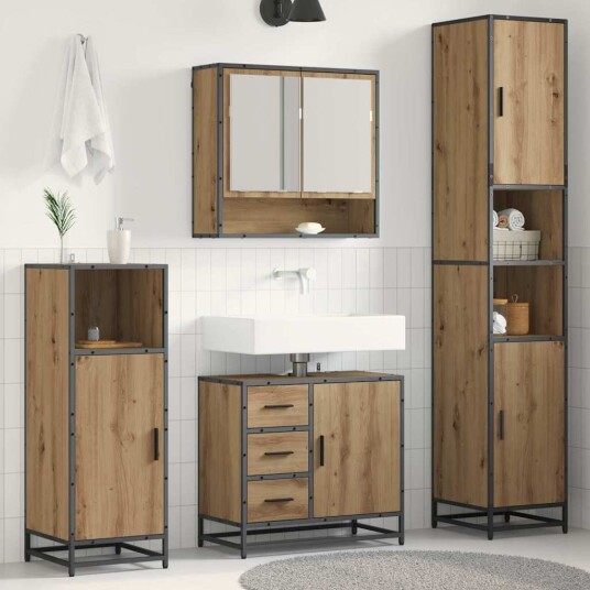 Baderomsinnredningssett 3 pcs Artisan Eik Konstruert tre