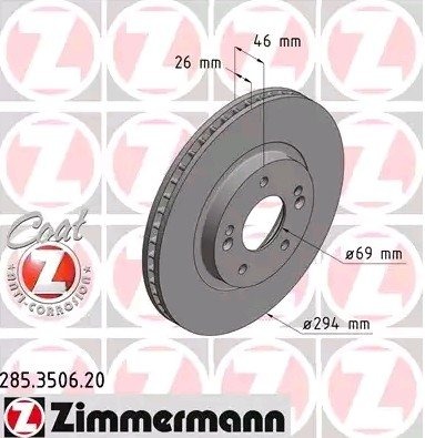 ZIMMERMANN 285.3506.20 Bremseskive