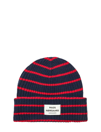 Mads Nørgaard Yota Anju Stripe Beanie - Red - ONE SIZE Mads Nørgaard Yota Anju Stripe Beanie - Red - ONE SIZE