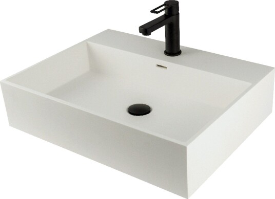 Lavabo Solid Surface servant, 60 x 45 cm, hvit