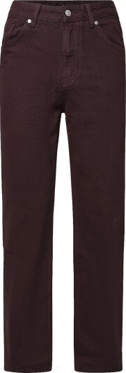 Mango Miami Medium Rise Straight Fit Jeans Burgundy 42