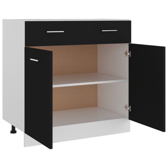 vidaXL Bunnskap med skuff svart 80x46x81,5 cm sponplate