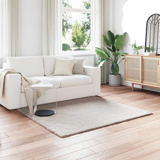 Kunstpels Kanin Teppe Olite Beige 120 x 120 cm Polyester
