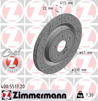 Bremseskive ZIMMERMANN 400.5517.20 Bremseskive ZIMMERMANN 400.5517.20