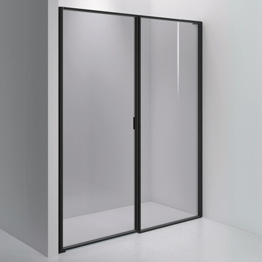 INR Iconic Nordic Rooms Dusjvegg Edge 4 Måltilpasset - Venstre / Matt Svart Grått Glass