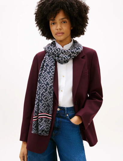 Tommy Hilfiger Th Monogram Corp Scarf   Navy   