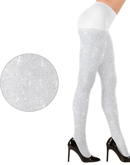Strømpebukse med Glitter Hvit L/XL Strømpebukse med Glitter Hvit L/XL