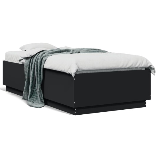  Sengeramme med LED-lys svart 90x190 cm konstruert tre 8721012273962